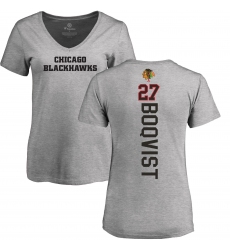 NHL Women's Adidas Chicago Blackhawks #27 Adam Boqvist Ash Backer T-Shirt