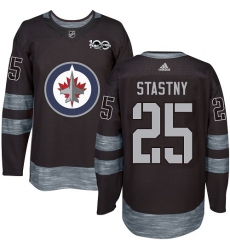 Men's Adidas Winnipeg Jets #25 Paul Stastny Authentic Black 1917-2017 100th Anniversary NHL Jersey