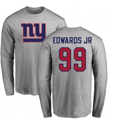 NFL Nike New York Giants #99 Mario Edwards Jr Ash Name & Number Logo Long Sleeve T-Shirt