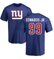 NFL Nike New York Giants #99 Mario Edwards Jr Royal Blue Name & Number Logo T-Shirt
