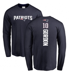 NFL Nike New England Patriots #10 Josh Gordon Navy Blue Backer Long Sleeve T-Shirt