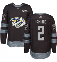 Men's Adidas Nashville Predators #2 Dan Hamhuis Authentic Black 1917-2017 100th Anniversary NHL Jersey