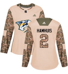 Women's Adidas Nashville Predators #2 Dan Hamhuis Authentic Camo Veterans Day Practice NHL Jersey