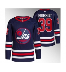 Men's Winnipeg Jets #39 Laurent Brossoit 2021-22 Navy Stitched Jersey