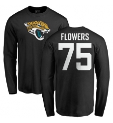 NFL Nike Jacksonville Jaguars #75 Ereck Flowers Black Name & Number Logo Long Sleeve T-Shirt