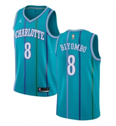 Youth Nike Jordan Charlotte Hornets #8 Bismack Biyombo Swingman Aqua Hardwood Classics NBA Jersey