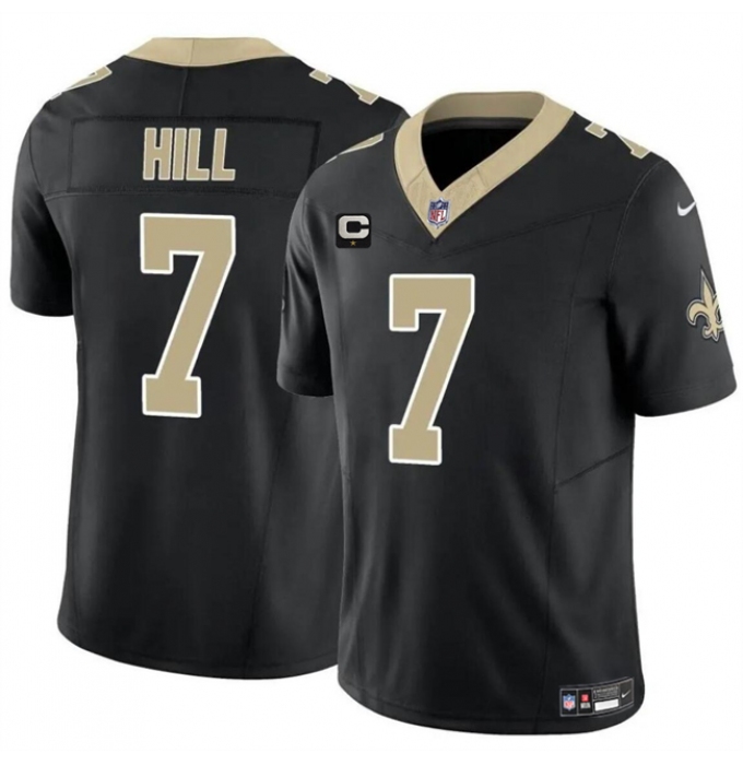 Men's New Orleans Saints #7 Taysom Hill Black 2024 F.U.S.E With 1-Star C Vapor Limited Stitched Football Jersey