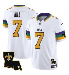 Men's New Orleans Saints #7 Taysom Hill White 2024 FUSE Vapor Limited Stitched Jersey