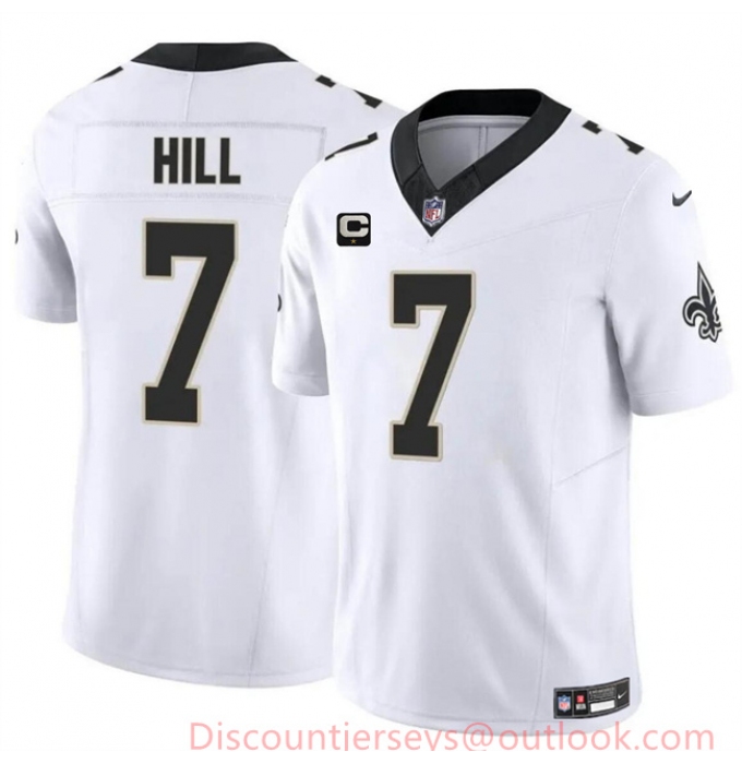 Men's New Orleans Saints #7 Taysom Hill White 2024 F.U.S.E With 1-Star C Vapor Limited Stitched Football Jersey