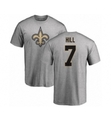 NFL Nike New Orleans Saints #7 Taysom Hill Ash Name & Number Logo T-Shirt