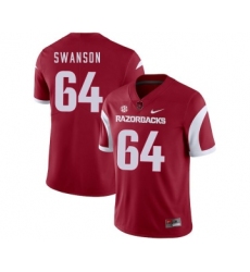 Arkansas Razorbacks 64 Travis Swanson Red College Football Jersey