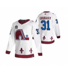 Men's Colorado Avalanche #31 Philipp Grubauer White 2022 Stanley Cup Final Patch Reverse Retro Stitched Jersey