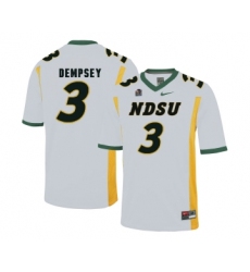 North Dakota State Bison 3 Tre Dempsey White College Football Jersey