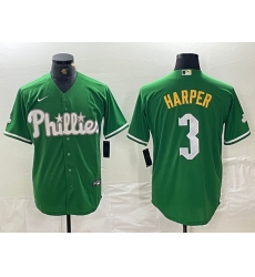 Men's Philadelphia Phillies #3 Bryce Harper Green 2024 City Connect Stitched Jersey