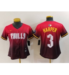 Women's Philadelphia Phillies #3 Bryce Harper Red 2024 City Connect Limited Jersey