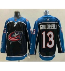 Men's Columbus Blue Jackets #13 Johnny Gaudreau Black 2022 Reverse Retro Stitched Jersey