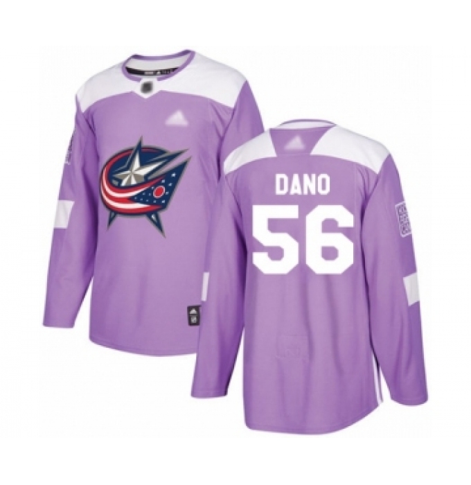 Men's Columbus Blue Jackets #56 Marko Dano Authentic Purple Fights Cancer Practice Hockey Jersey