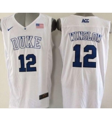 Blue Devils #12 Justise Winslow White Basketball Elite Stitched NCAA Jersey