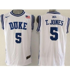 Blue Devils #5 Tyus Jones White Basketball New Stitched NCAA Jersey