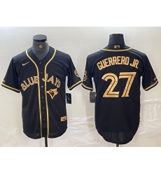 Men's Toronto Blue Jays #27 Vladimir Guerrero Jr Black Gold Cool Base Stitched Baseball Jersey