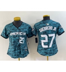 Women's Toronto Blue Jays #27 Vladimir Guerrero Jr Number Teal 2023 All Star Cool Base Stitched Jersey