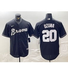 Men's Atlanta Braves #20 Marcell Ozuna Black Cool Base Stitched Baseball Jersey