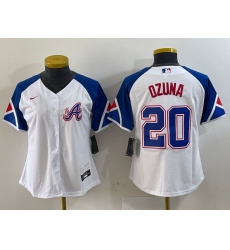 Women's Atlanta Braves #20 Marcell Ozuna Number White 2023 City Connect Cool Base Stitched Jersey