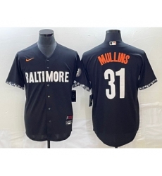 Men's Baltimore Orioles #31 Cedric Mullins Black 2023 City Connect Cool Base Stitched Jersey 1