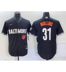 Men's Baltimore Orioles #31 Cedric Mullins Black 2023 City Connect Cool Base Stitched Jersey