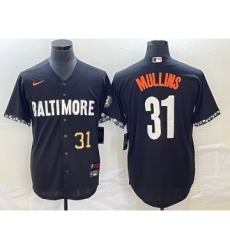 Men's Baltimore Orioles #31 Cedric Mullins Number Black 2023 City Connect Cool Base Stitched Jersey 1