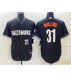 Men's Baltimore Orioles #31 Cedric Mullins Number Black 2023 City Connect Cool Base Stitched Jersey 2