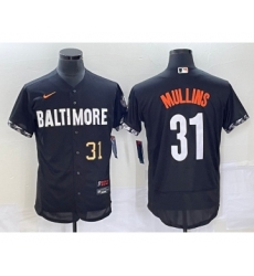 Men's Baltimore Orioles #31 Cedric Mullins Number Black 2023 City Connect Flex Base Stitched Jersey 2