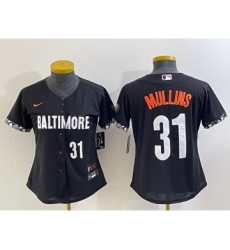 Women's Baltimore Orioles #31 Cedric Mullins Number Black 2023 City Connect Cool Base Stitched Jersey 1