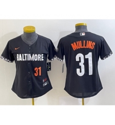 Women's Baltimore Orioles #31 Cedric Mullins Number Black 2023 City Connect Cool Base Stitched Jersey 2