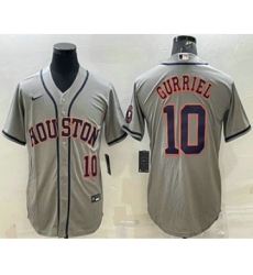 Men's Houston Astros #10 Yuli Gurriel Number Grey With Patch Stitched MLB Cool Base Nike Jersey