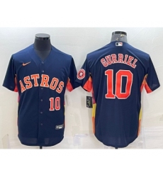 Men's Houston Astros #10 Yuli Gurriel Number Navy Blue With Patch Stitched MLB Cool Base Nike Jersey