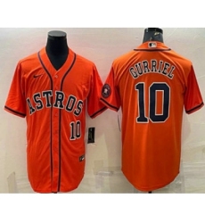 Men's Houston Astros #10 Yuli Gurriel Number Orange With Patch Stitched MLB Cool Base Nike Jersey