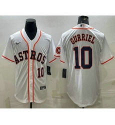 Men's Houston Astros #10 Yuli Gurriel Number White With Patch Stitched MLB Cool Base Nike Jersey