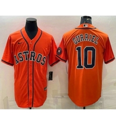 Men's Houston Astros #10 Yuli Gurriel Orange With Patch Stitched MLB Cool Base Nike Jersey