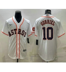 Men's Houston Astros #10 Yuli Gurriel White With Patch Stitched MLB Cool Base Nike Jersey