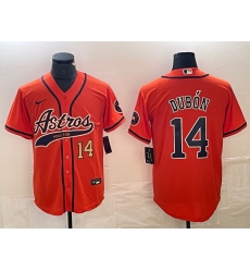 Men's Houston Astros #14 Mauricio Dubon Number Orange Cool Base Stitched Baseball Jersey