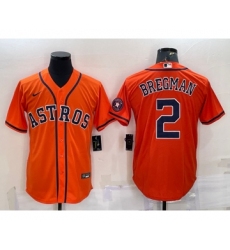 Men's Houston Astros #2 Alex Bregman Orange With Patch Stitched MLB Cool Base Nike Jersey