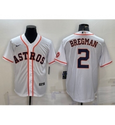 Men's Houston Astros #2 Alex Bregman White With Patch Stitched MLB Cool Base Nike Jersey