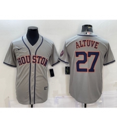 Men's Houston Astros #27 Jose Altuve Grey With Patch Stitched MLB Cool Base Nike Jersey