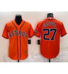 Men's Houston Astros #27 Jose Altuve Orange With Patch Stitched MLB Cool Base Nike Jersey