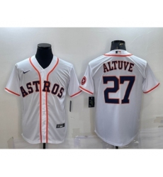 Men's Houston Astros #27 Jose Altuve White With Patch Stitched MLB Cool Base Nike Jersey