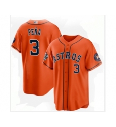 Men's Houston Astros #3 Jeremy Peña Orange 2022 World Series Home Stitched Baseball Jersey