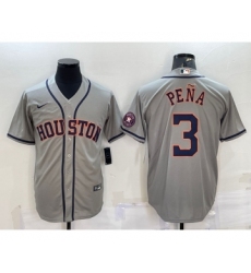 Men's Houston Astros #3 Jeremy Pena Grey With Patch Stitched MLB Cool Base Nike Jersey