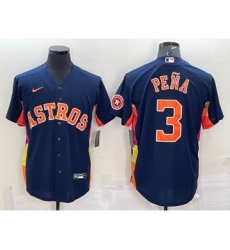 Men's Houston Astros #3 Jeremy Pena Navy Blue With Patch Stitched MLB Cool Base Nike Jersey