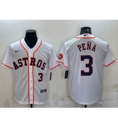 Men's Houston Astros #3 Jeremy Pena Number White With Patch Stitched MLB Cool Base Nike Jersey